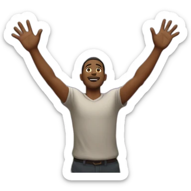 man with his arms wide open up towards the sky sticker