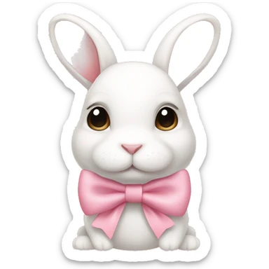 Light pink bow on a cute rabbit sticker