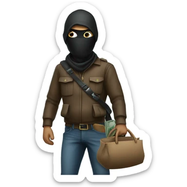 A robber with a bag of money on his shoulder sticker