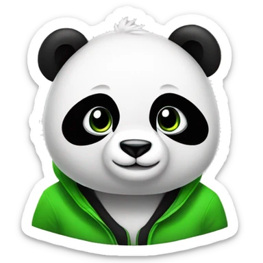 black and white panda in green clothes and titles: Theo the best sticker