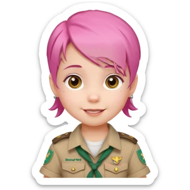 very small baby scout girl with pink hair sticker