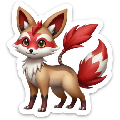 Hyper-realistic Colorful Skilled Adept Graceful Asian Painted Meloetta-Furret-Lycanroc-Zangoose-fusion-hybrid-creature (full body) sticker