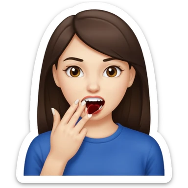 Une fille brune et blanche qui se mord l'ongle avec ses dents comme si elle draguait qqn sticker