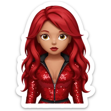 Jesy Nelson from Little Mix with long red hair, red sequin outfit sticker