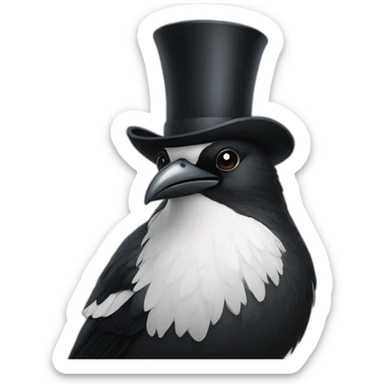Magpie with a grey beard and handlebar moustache sticker