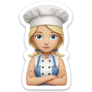 Sexy Full body  pretty
Long Blonde hair blue eyed female chef arms folded wearing tank top and denim shorts and chef hat arms folded sticker