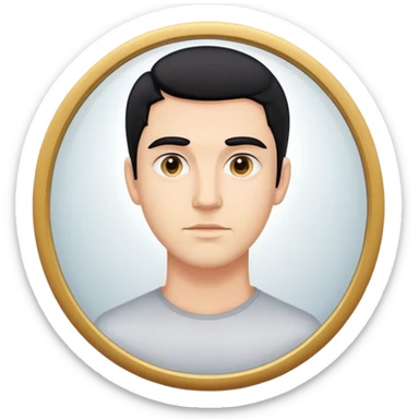 person black hair caucasian man looking at me through a mirror. standing there sticker