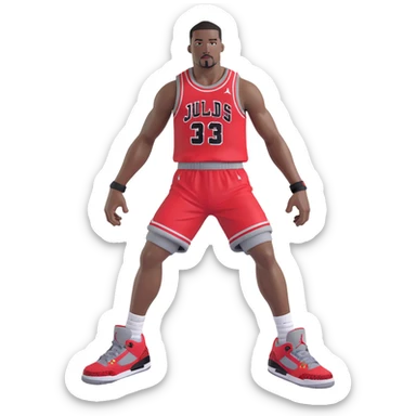 3D Emoji style Air Jordan 3 sneaker in University Red/Black/Cement Grey, with arms and legs, energetic stance, DJ Khaled Grateful theme sticker