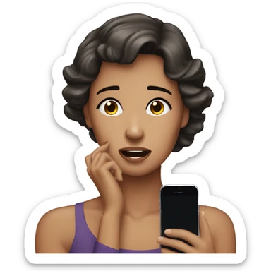 Beautiful Brunette Woman talking on her cellphone crying sticker