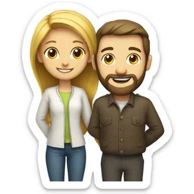 smiling girl with bearded man sticker
