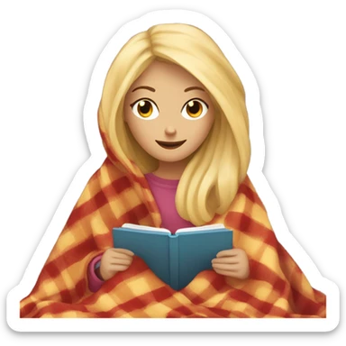 Blonde girl reading kindle under a blanket sticker