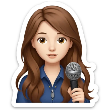 Singer Young woman – long hair, around 20s, holding microphone close sticker