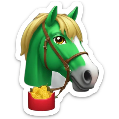 Un cheval verte qui boit un coca sticker