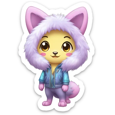  High quality detailed Cute Cool Kawaii stylish Pretty Chibi Fur-Sona Shiny Colorful Sparkly Fakemon Full Body sticker