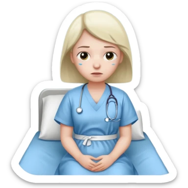 sad patient in hospital in hospital sticker