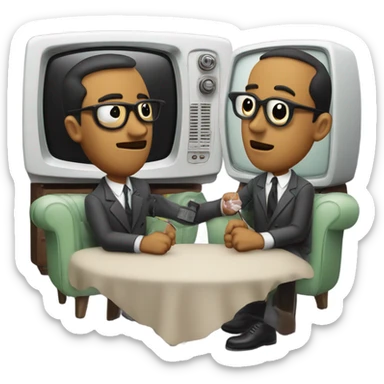 two detectives the screen of a vintage TV set sticker