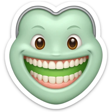 teeth with bright green braces sticker