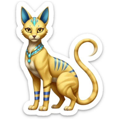 Modern furry anthro anthropomorphic futuristic shiny colorful Bastet-Sphynx-Lombax-Zeraora-Renamon-fusion (full body) sticker