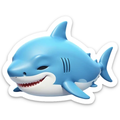 Meme-Worthy Cute Sleeping Shark Portrait Emoji, Head resting peacefully with a contented smile, showcasing a powerful, sleek build and a luxuriously soft streamlined body, eyes shut in a serene, restful drift, Simplified yet hilariously adorable features, highly detailed, glowing with a soft, drowsy light, high shine, relaxed and utterly lovable, stylized with an air of playful laziness, bright and heartwarming, soft glowing outline, capturing the essence of a comically sleepy shark, so meme‐worthy it feels like it could instantly become the next viral sensation of adorable oceanic slumber! sticker
