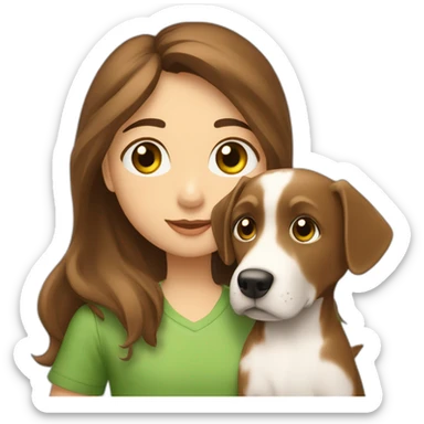 girl-with-brown-eyes-and-brown-hair-kisses-the-boy-with-brown-hair-and-green-eyes-and-hugs-1-dog-bege-and-white sticker