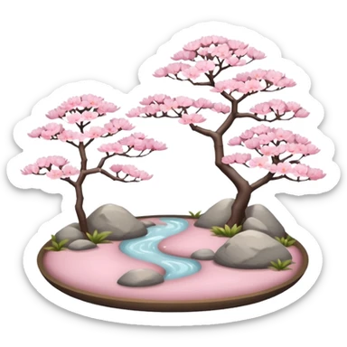 Aesthetic Japanese zen garden Sakura pink beautiful pretty shiny pastel delicate scenery  sticker
