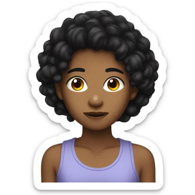 a mixed teenager with black coily hair  sticker