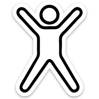 simple icon of a figure doing jumping jacks, minimalistic sticker
