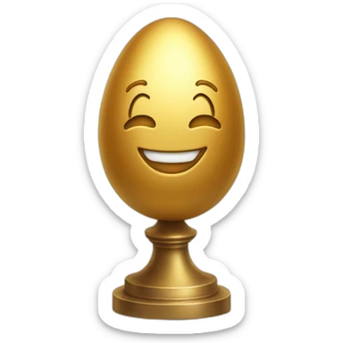 smiling golden egg on a pedestal sticker