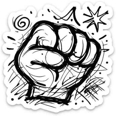 chaotic outlined punch icon sticker