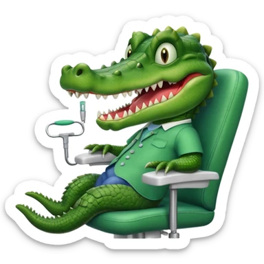 an alligator in a dentist sticker