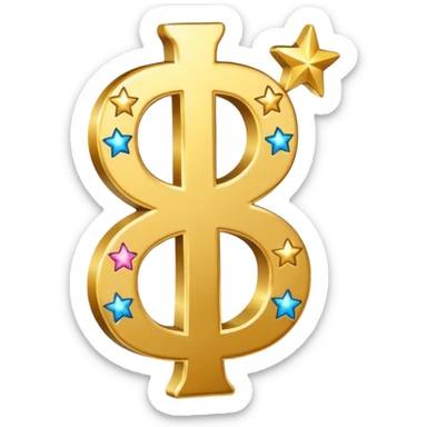 united states dollar sign with stars and hearts and sparkles sticker