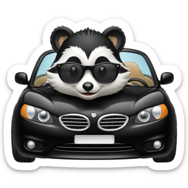 Skunk driving a car sticker