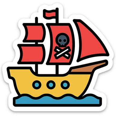 colored pirate ship icon sticker