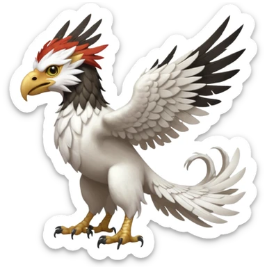 Albino white-furred Gryphon-Silvally-griffin-chimera-hybrid, full body sticker