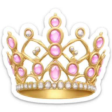 Gold tiara with light pink jewels sticker