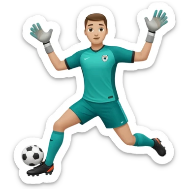 soccer goalkeeper teal shirt, shorts football boots arms out sticker