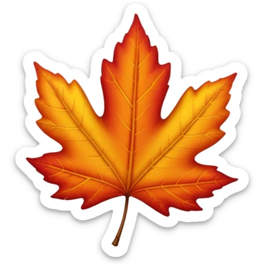Red-orange-yellow-brown-gradients autumn leaf sticker