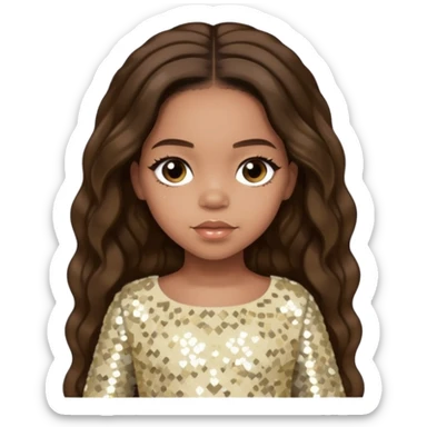 Blue Ivy Carter with long dark brown hair, ivory sequin outfit sticker