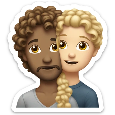 a white girl with brown curly hair kissing a white guy with dirty blonde hair sticker