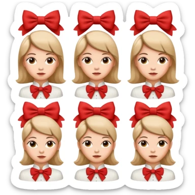 women with neckBow, different hair style. sticker