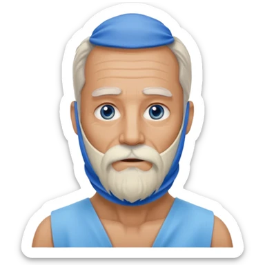 Older man with a full long beard, a medical neck brace, and blue eyes. sticker