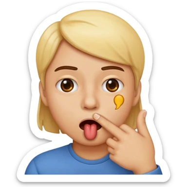 Mordendo um dedo dentro da boca com emoji sticker