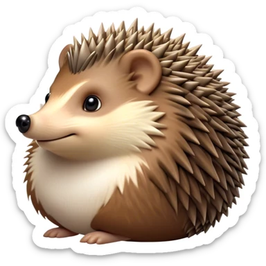 Cinematic Noble Hedgehog Portrait Emoji, Poised and regal, with a compact, spiky build and a rich, earthy Fur of brown spines and a soft underbelly, deep-set soulful beady eyes, Simplified yet sharp and sophisticated features, highly detailed, glowing with a warm, dignified glow, high shine, intelligent and endearing, stylized with an air of woodland charm, focused and attentive, soft glowing outline, capturing the essence of a watchful and confident little hedgehog, so majestic it feels as though it could scurry out of the screen with effortless authority! sticker