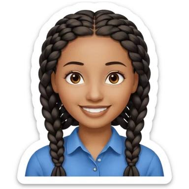 kenyan woman with long, black, braided hair in rows, brown eyes, pretty, round face, blond at tips of hair sticker