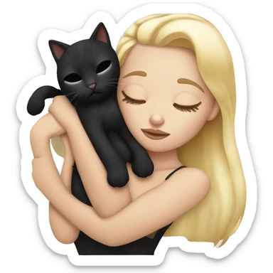 White girl blonde hair sleeping with black kitty sticker