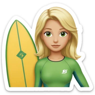 blonde hair green skin woman with surfboard sticker