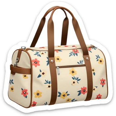 A sports bag with a pale light beige print in a small flower sticker