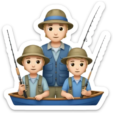 Father and sons fishing on a boat sticker
