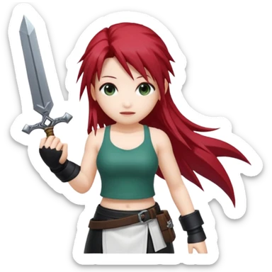 j'aimerai des emotes en lien avec tifa de final fantasy 7 en mode fantaisie mignon qui est joyeux  sticker