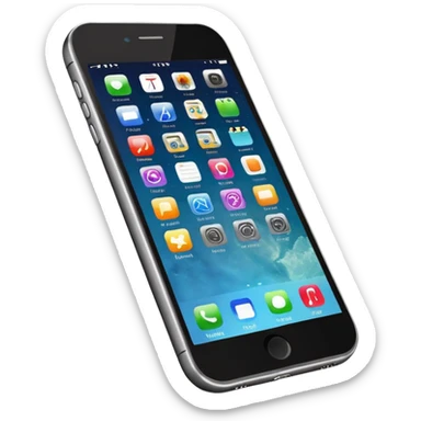 Generate a realistic emoji of a smartphone where a lot of things like data, ideas, inventions and creative stuff coming out of it sticker